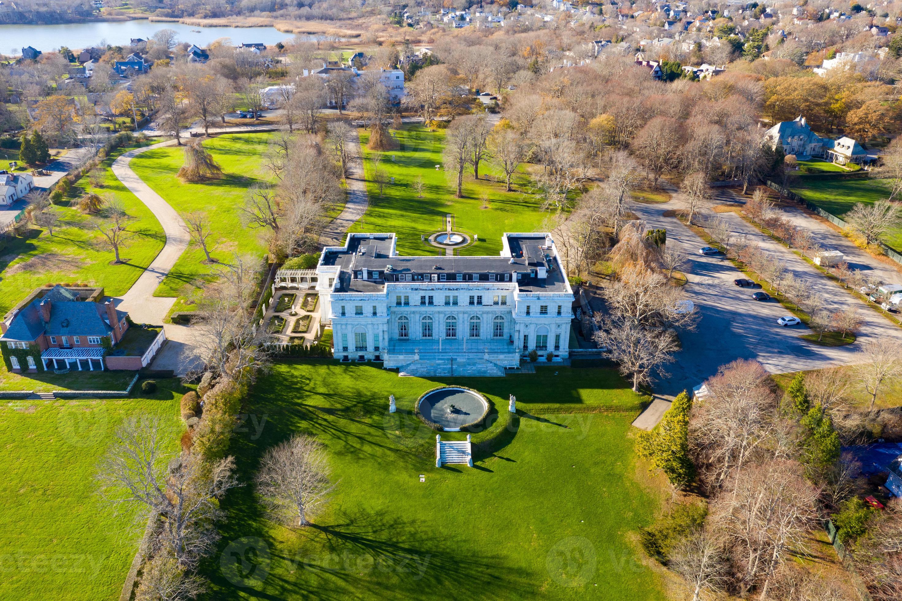 Newport, Rhode Island Nov 29, 2020 Exterior view of historic Rosecliff Mansion in Newport