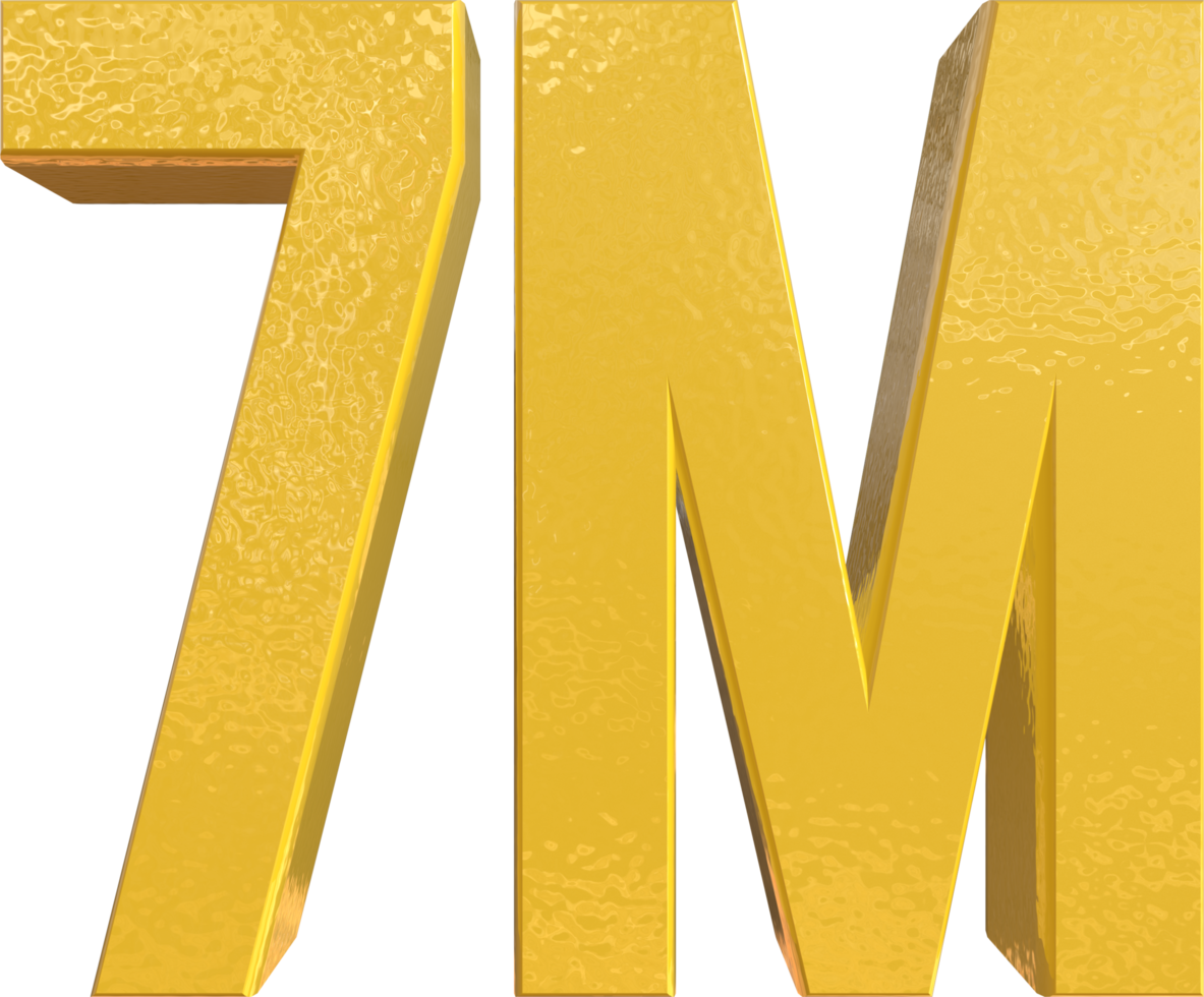 Number 7 Million Yellow Metal Paint 3D Render png