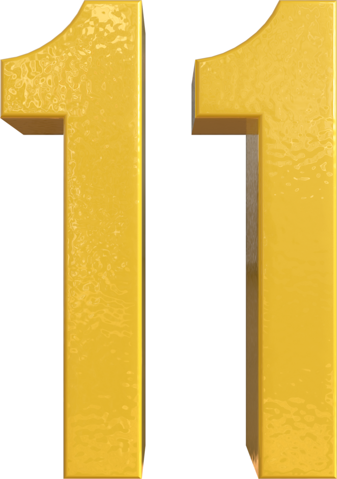 Number 11 Yellow Metal Paint 3D Render png