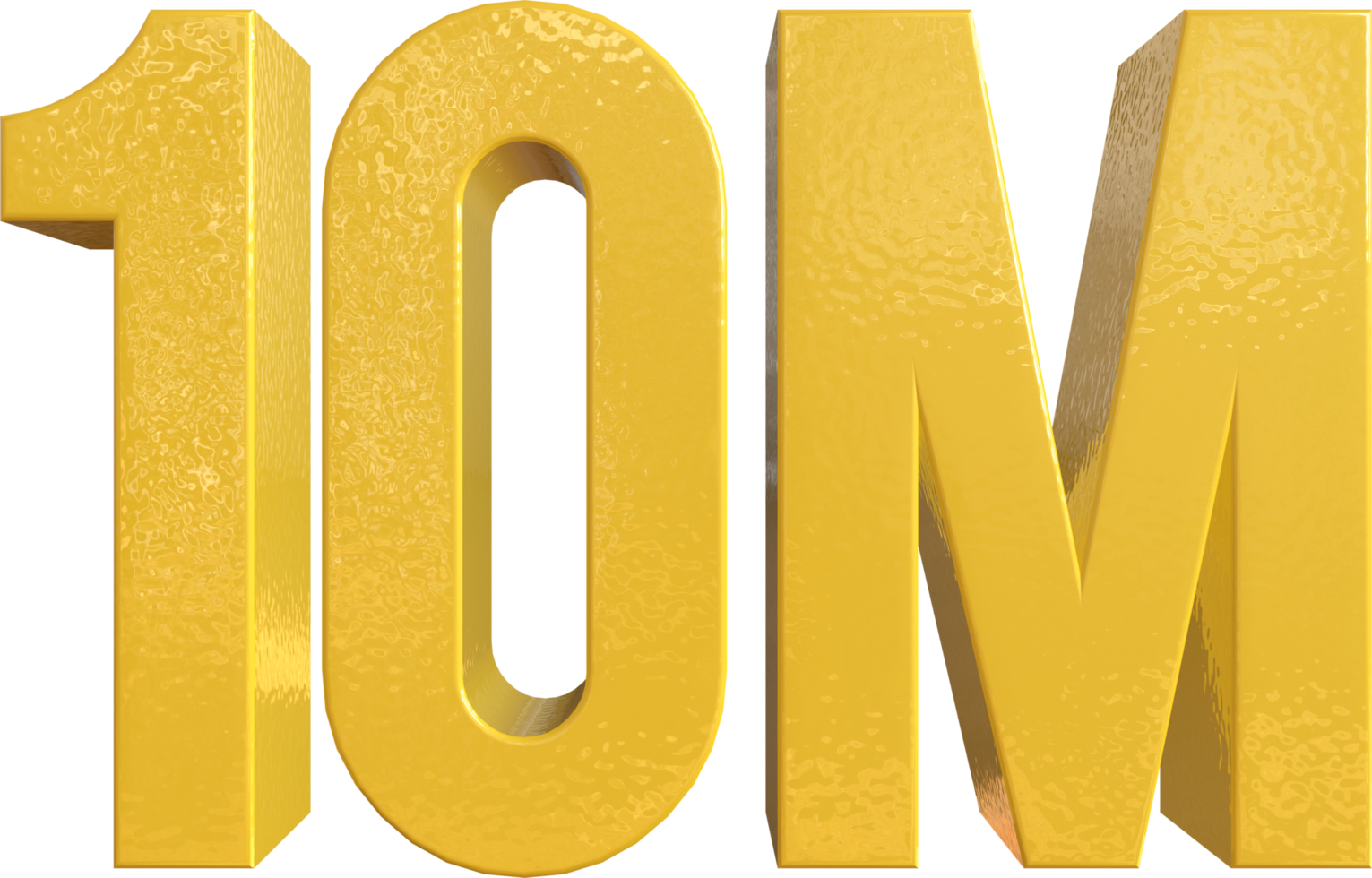 Number 10 Million Yellow Metal Paint 3D Render png