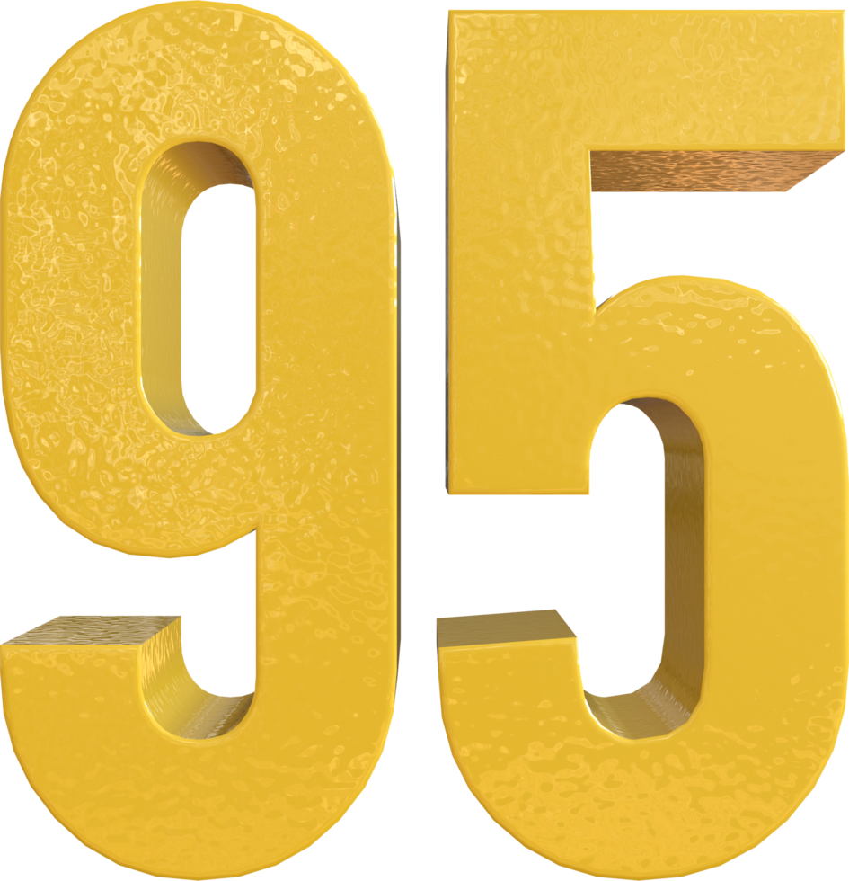 Number 95 Yellow Metal Paint 3D Render png