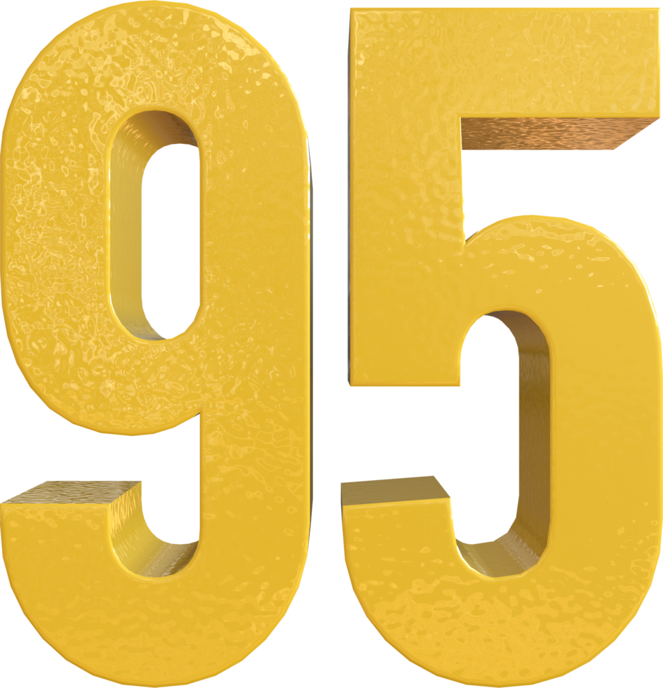 Number 95 Yellow Metal Paint 3D Render png