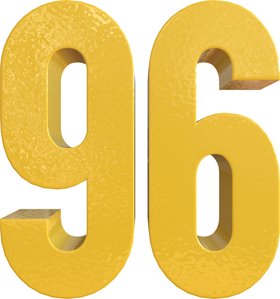 Numéro 96 peinture métal jaune rendu 3D png