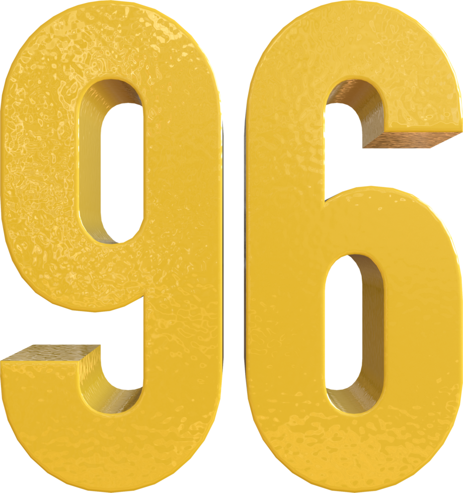 Number 96 Yellow Metal Paint 3D Render png