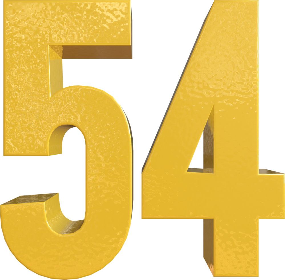 Number 54 Yellow Metal Paint 3D Render png