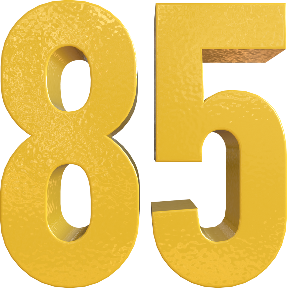 Numéro 85 peinture métal jaune rendu 3D png