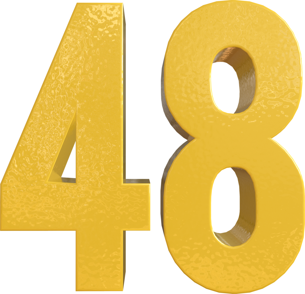 Number 48 Yellow Metal Paint 3D Render png