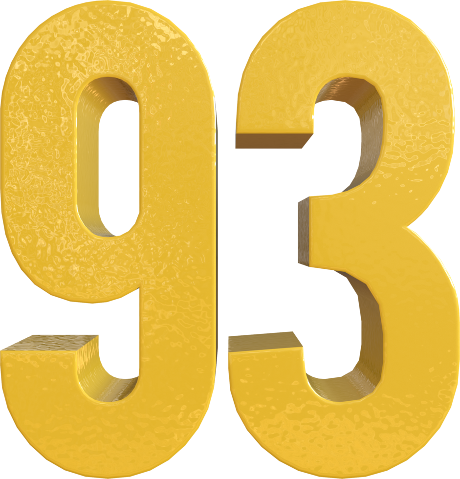 Numéro 93 peinture métal jaune rendu 3D png