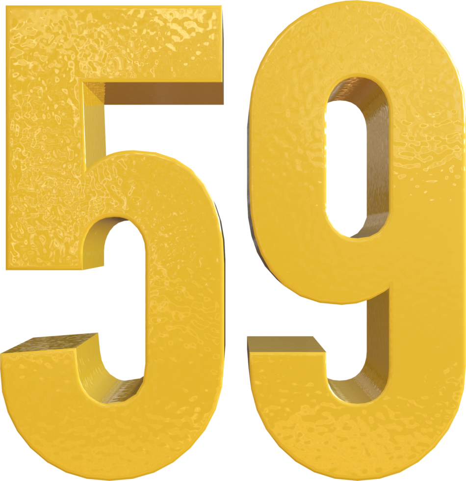 Number 59 Yellow Metal Paint 3D Render png