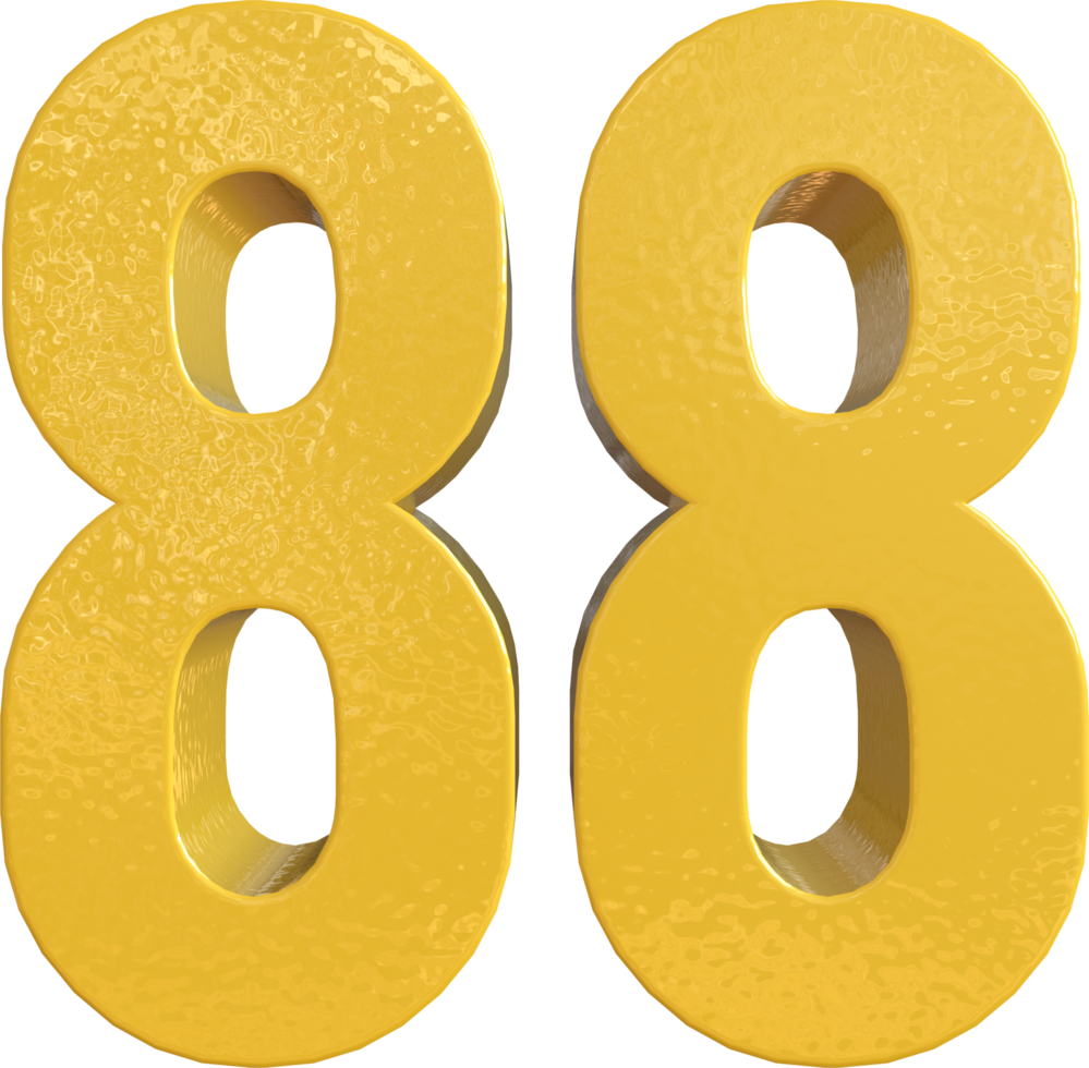 Nummer 88 gelbe Metallfarbe 3D-Rendering png