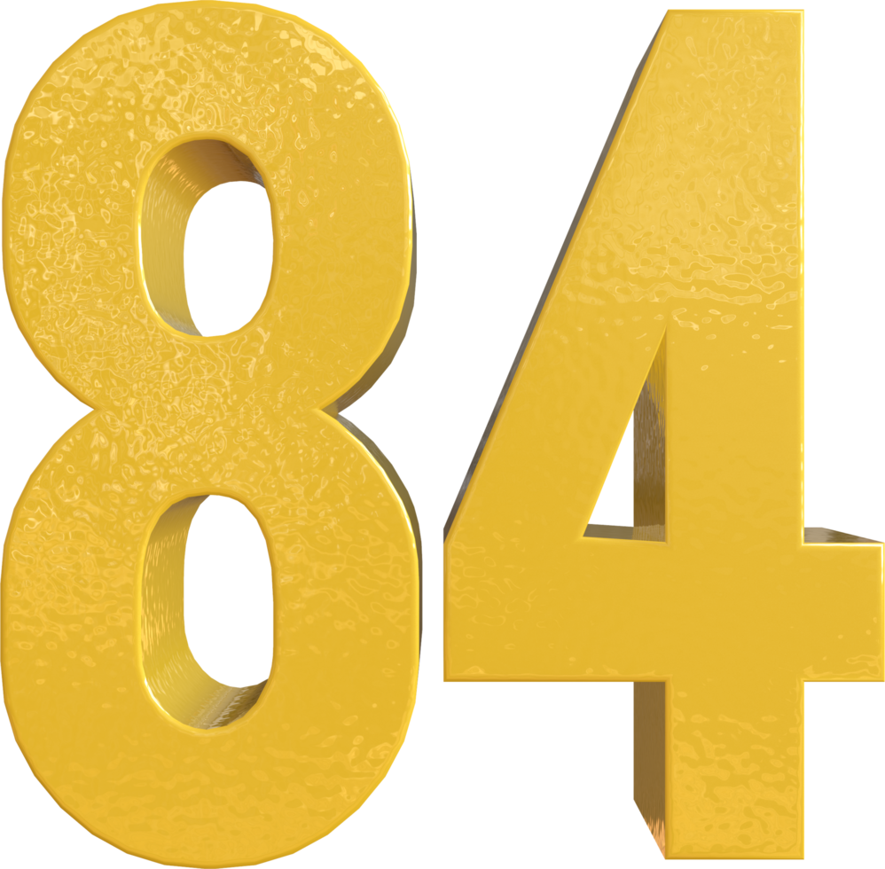 numero 84 giallo metallo dipingere 3d rendere png