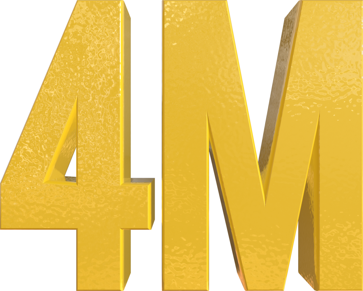 Number 4 Million Yellow Metal Paint 3D Render png