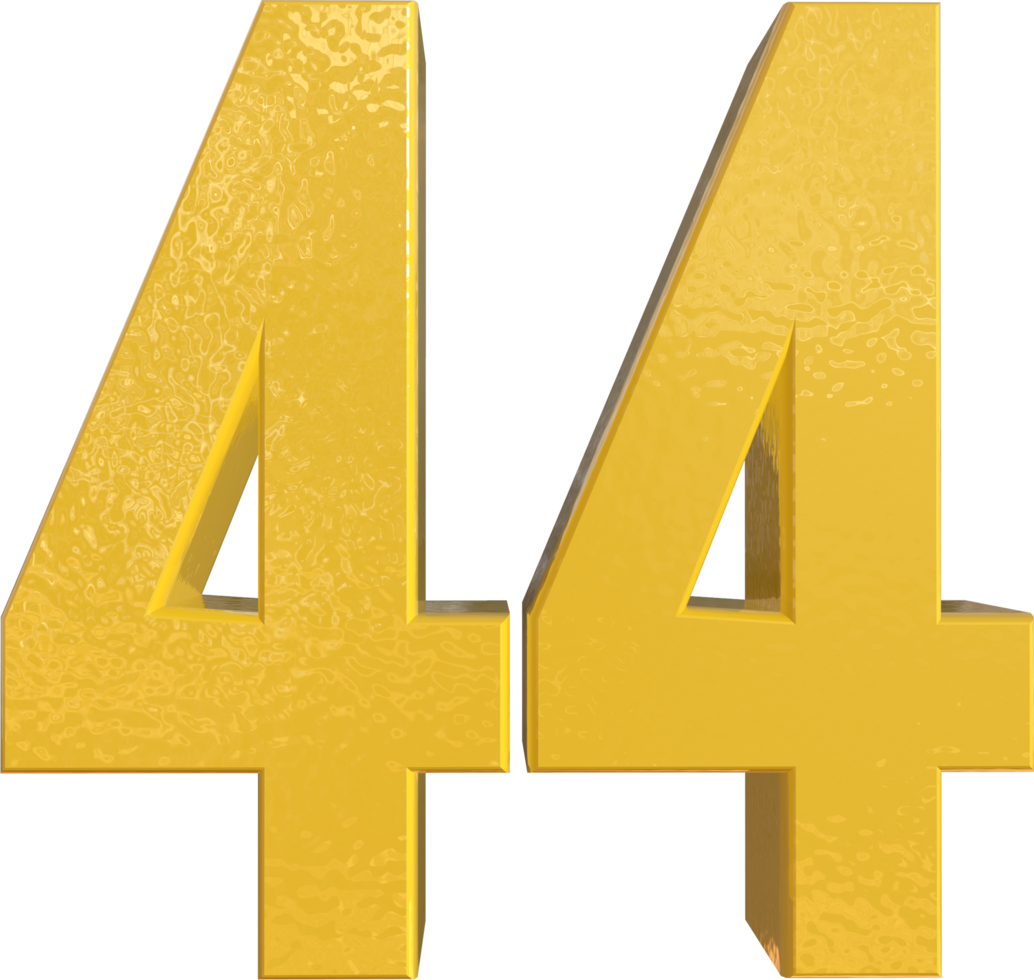 Number 44 Yellow Metal Paint 3D Render png