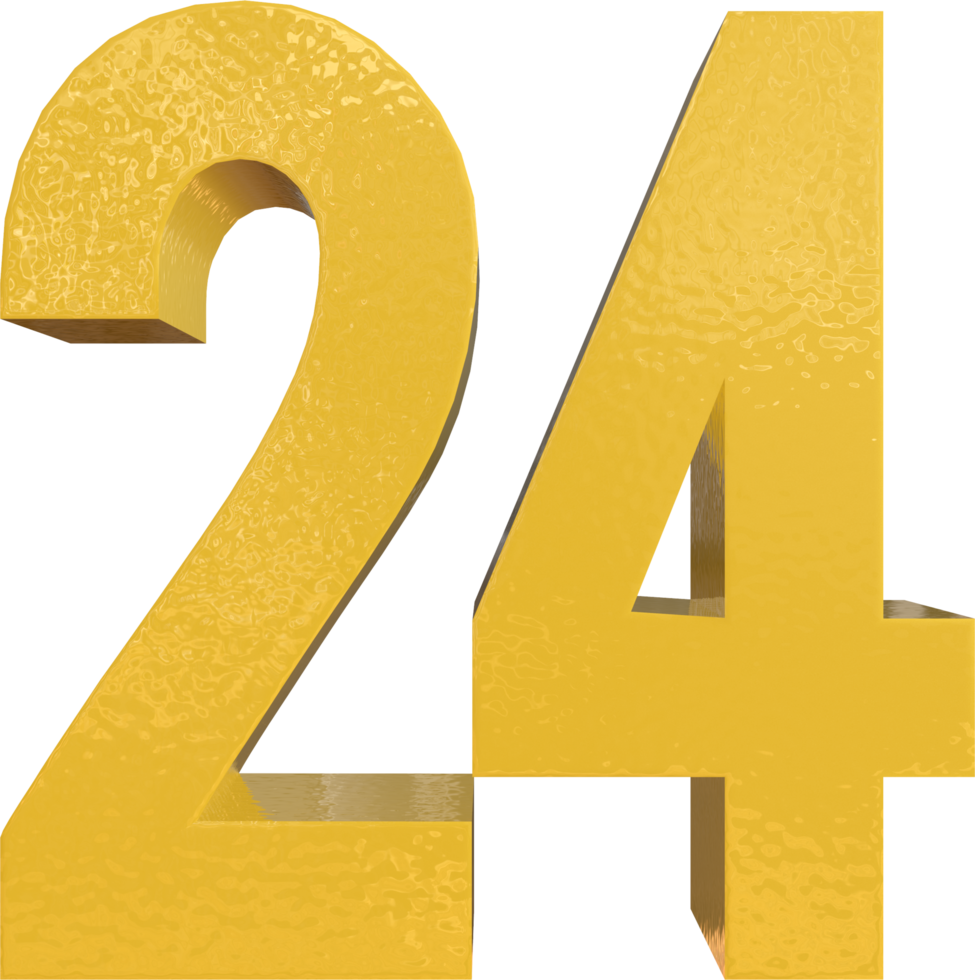número 24 pintura de metal amarelo renderização 3d png