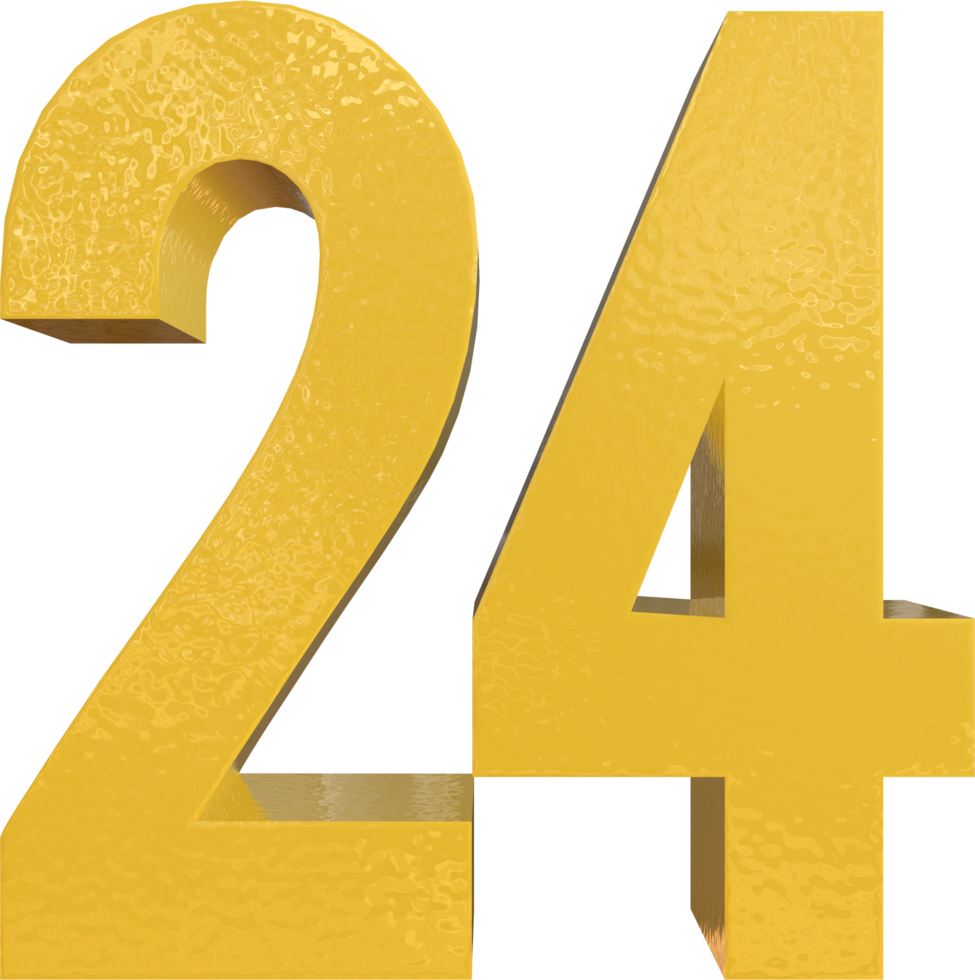 numero 24 giallo metallo dipingere 3d rendere png