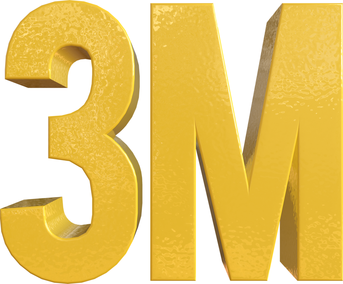 Number 3 Million Yellow Metal Paint 3D Render png