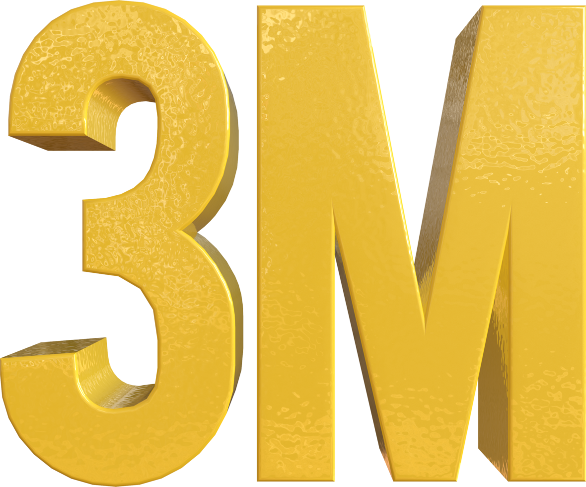 numero 3 milioni giallo metallo dipingere 3d rendere png