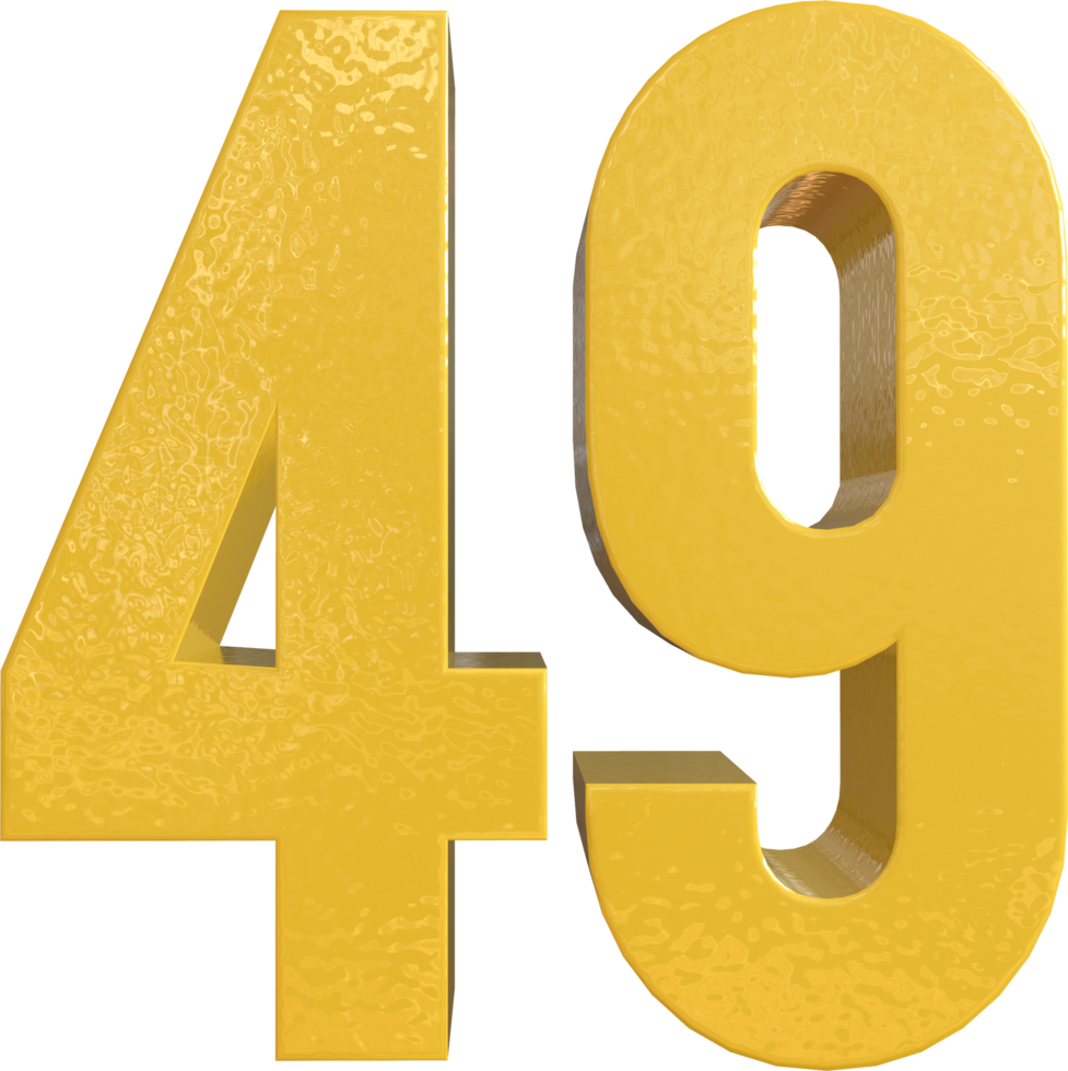 Number 49 Yellow Metal Paint 3D Render png