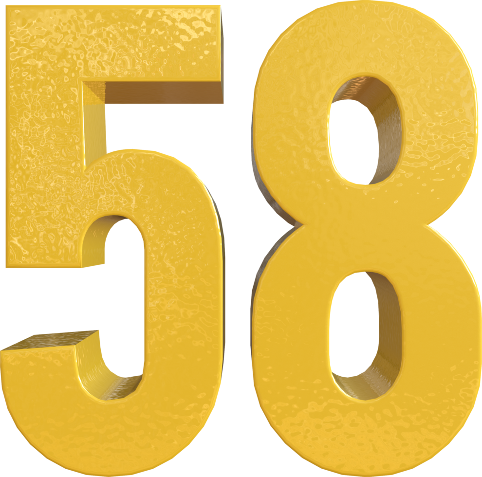 Number 58 Yellow Metal Paint 3D Render png