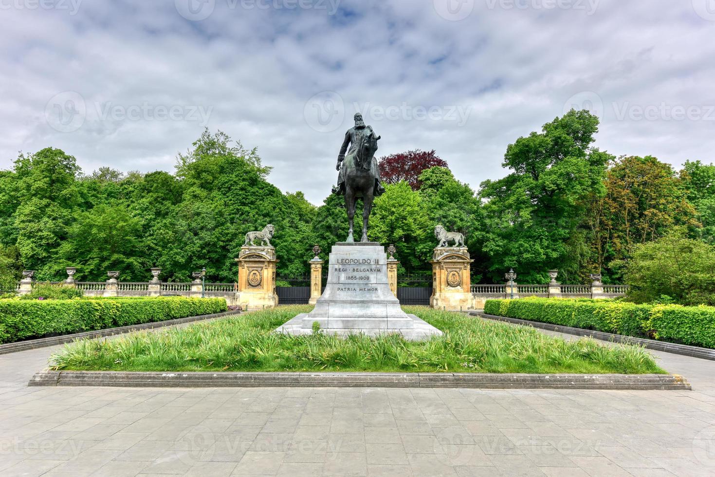 Equestrian statue of Leopold II, the second King of the Belgians, on Place du Trone. photo