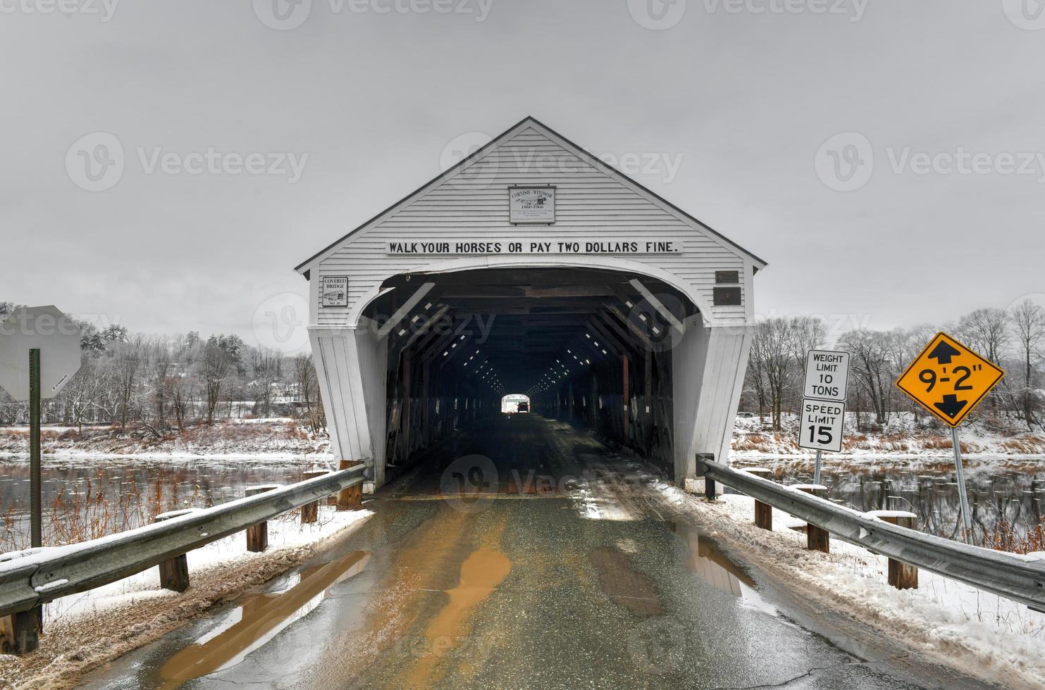 The Cornish-Windsor Covered Bridge. It connects Vermont and New Hampshire at their borders. It is the world's longest covered bridge at 460 feet. It was built in 1866. photo
