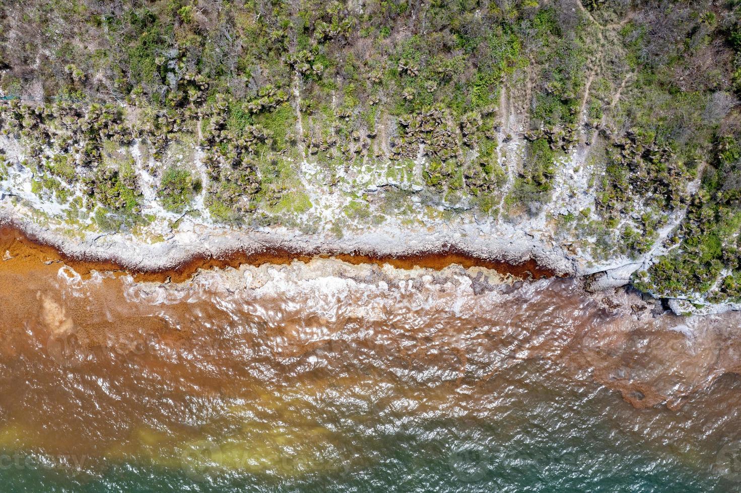 Aerial panoramic view of the beaches along the coast of Tulum, Mexico. photo