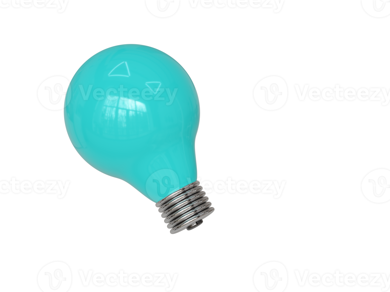 Turquoise light bulb. 3d render png