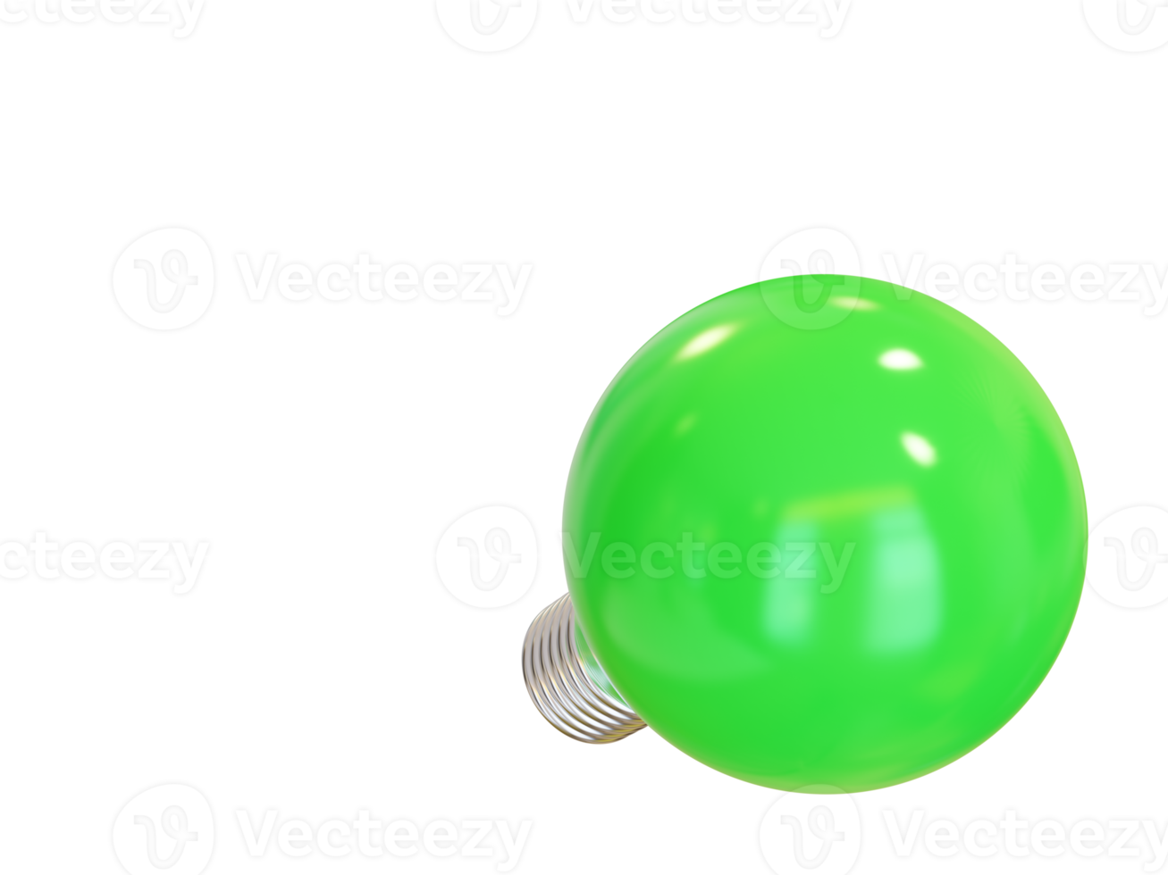 bombilla de luz verde. renderizado 3d png