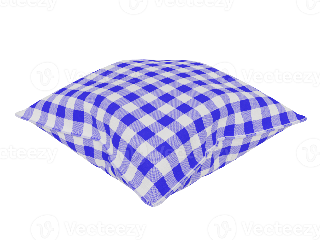 Checkered realistic pillow. 3d render png
