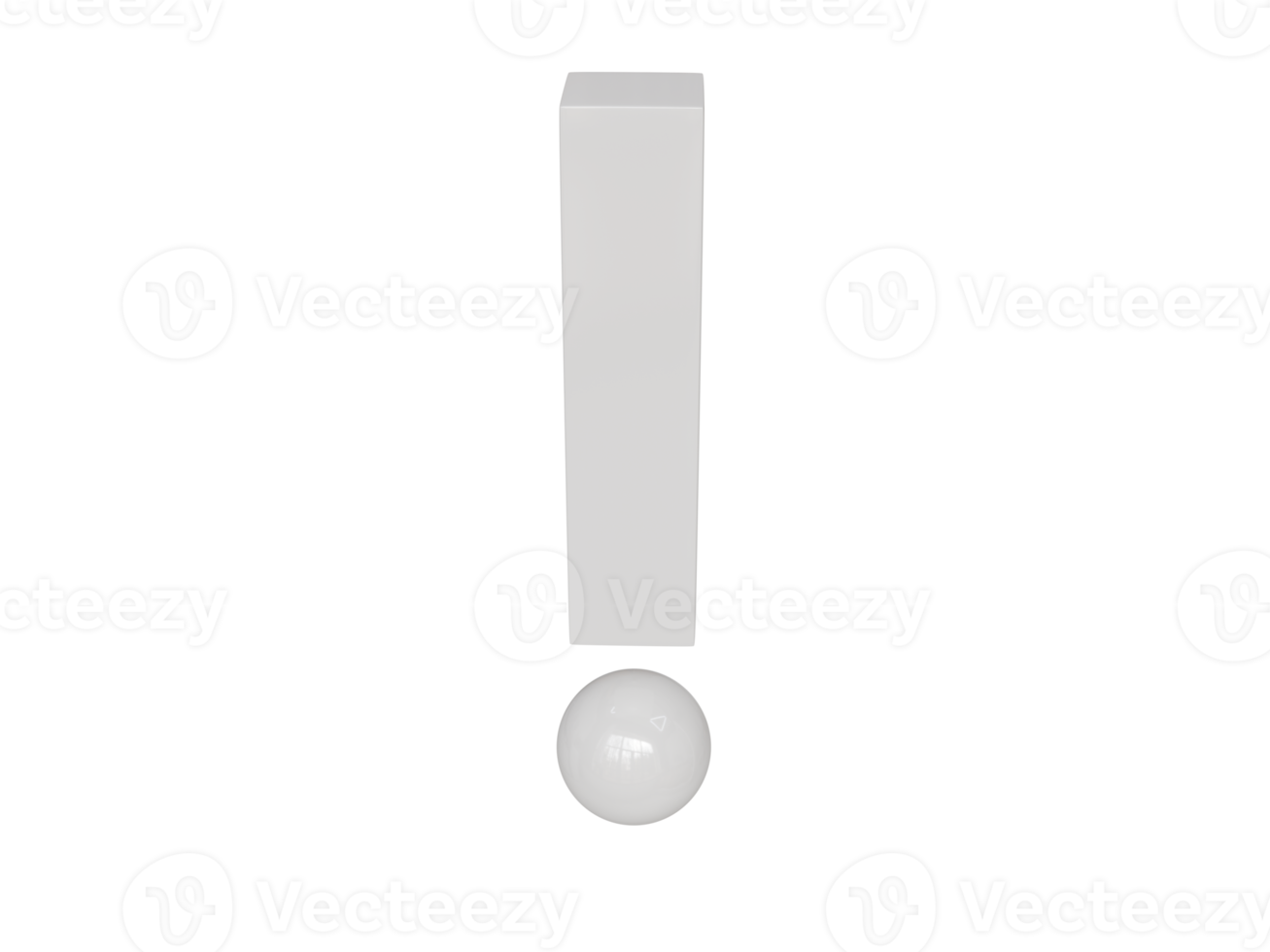 signo de exclamación blanco. procesamiento 3d png