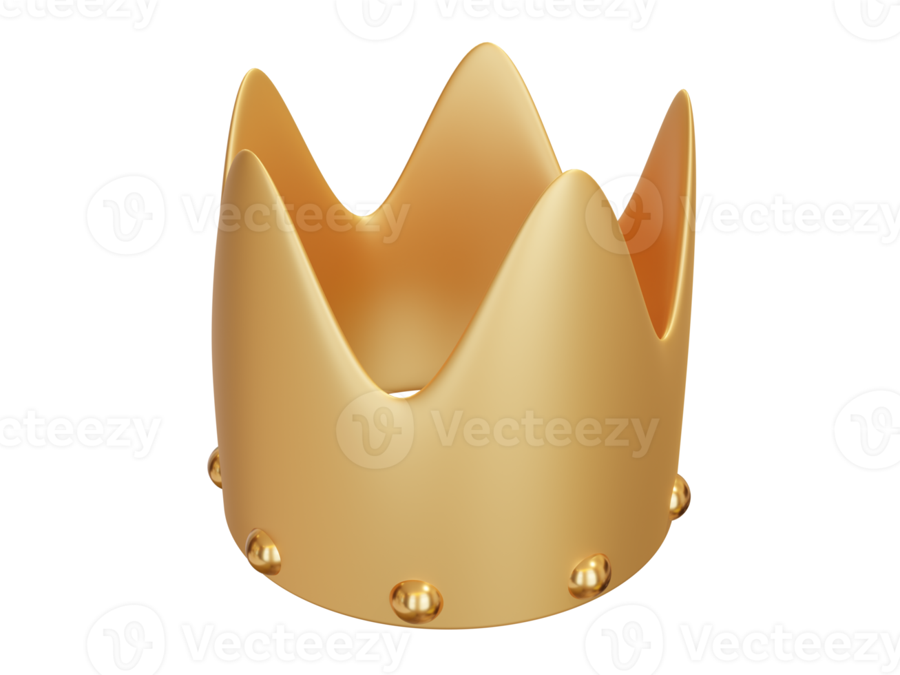 Golden cartoon crown. 3d render. png