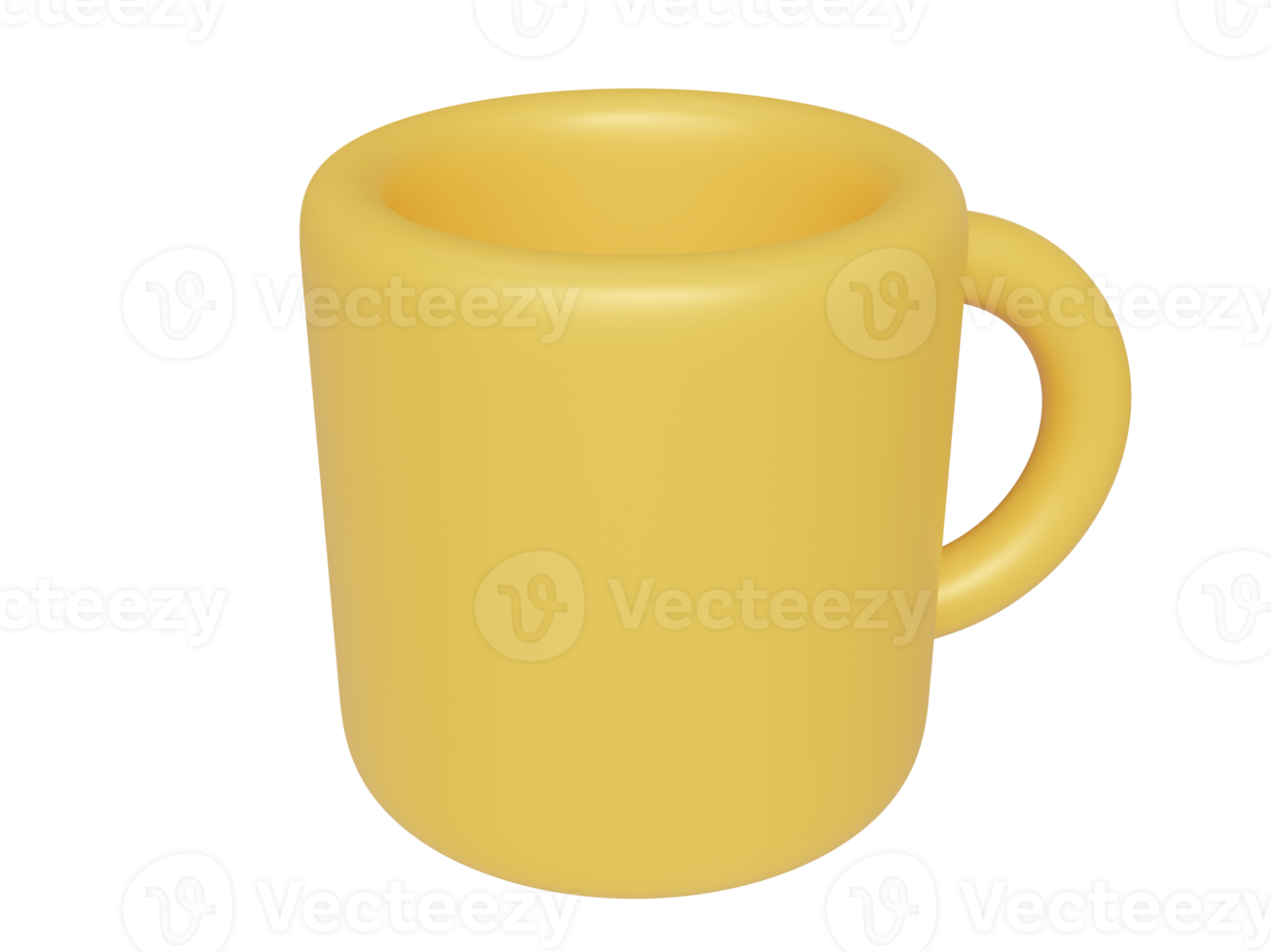 Yellow cartoon cup. 3d render png