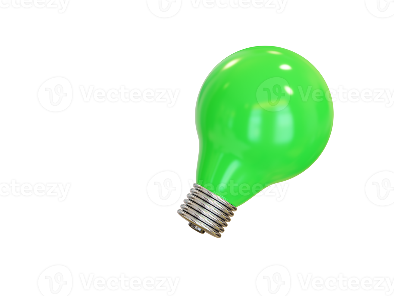 bombilla de luz verde. renderizado 3d png