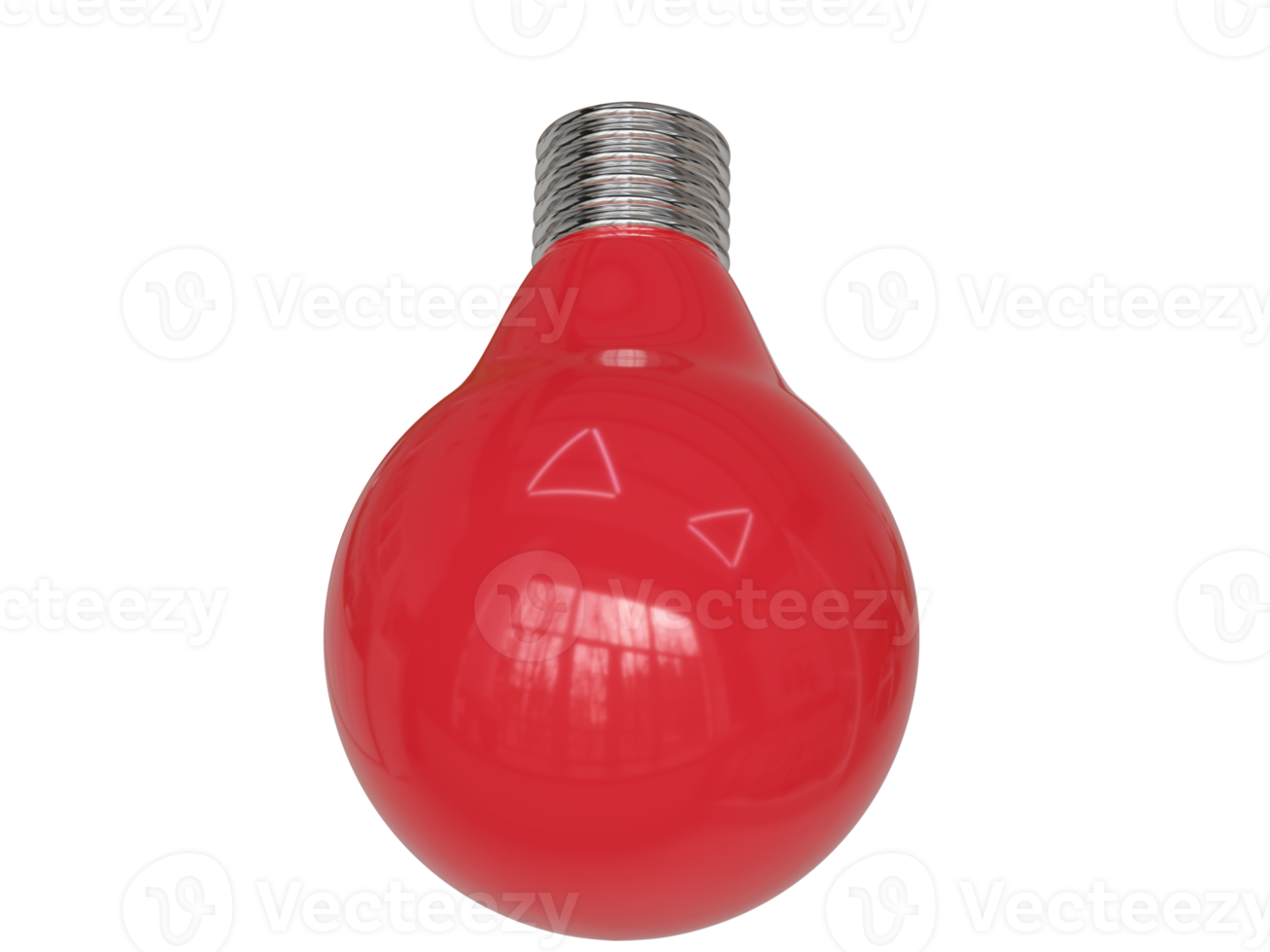 Red light bulb. 3d render png