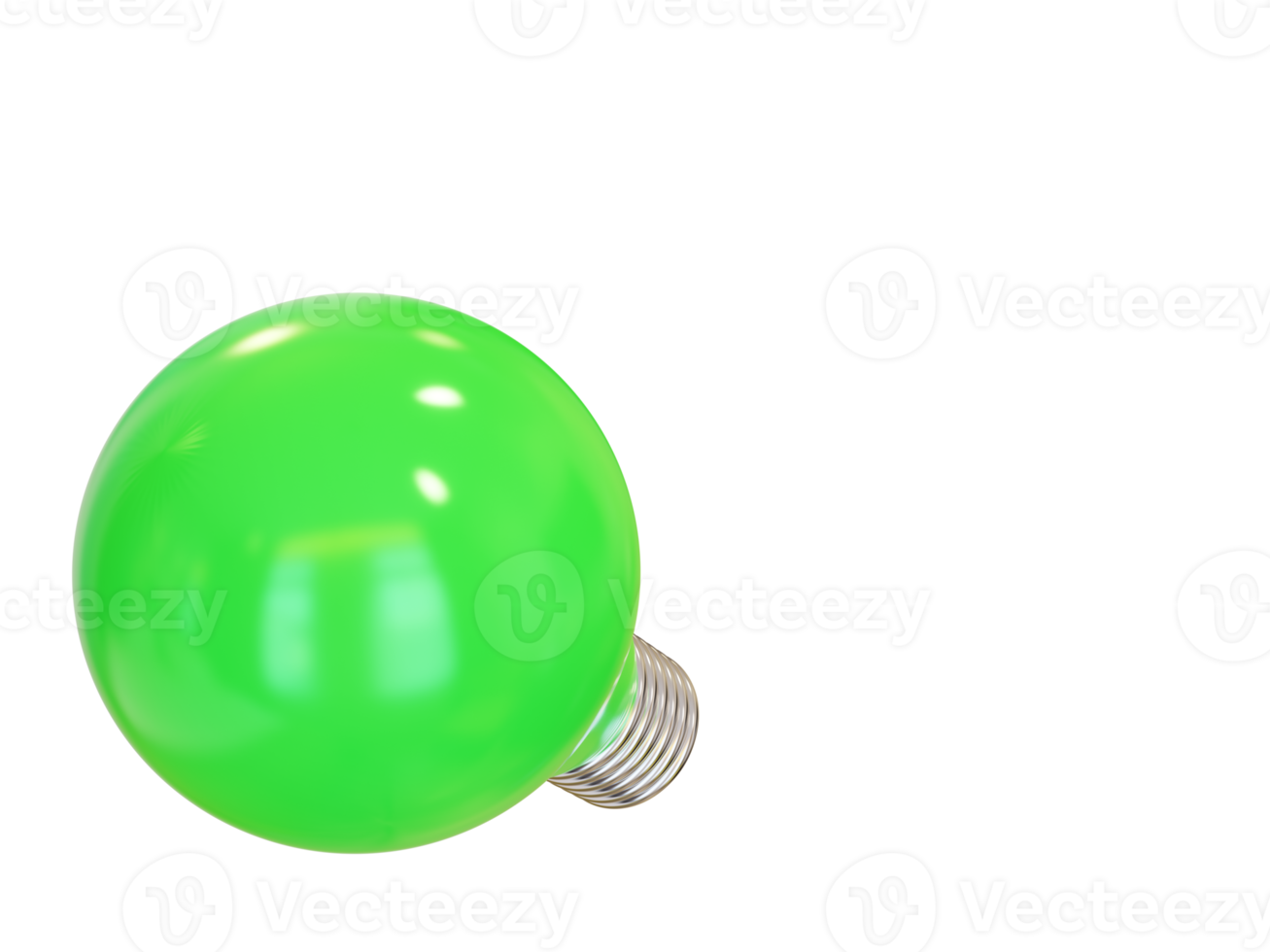 bombilla de luz verde. renderizado 3d png