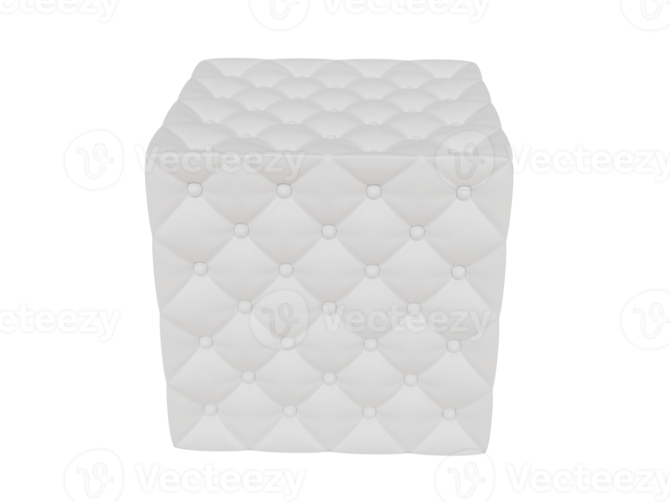 White ottoman and pouf. 3d render png