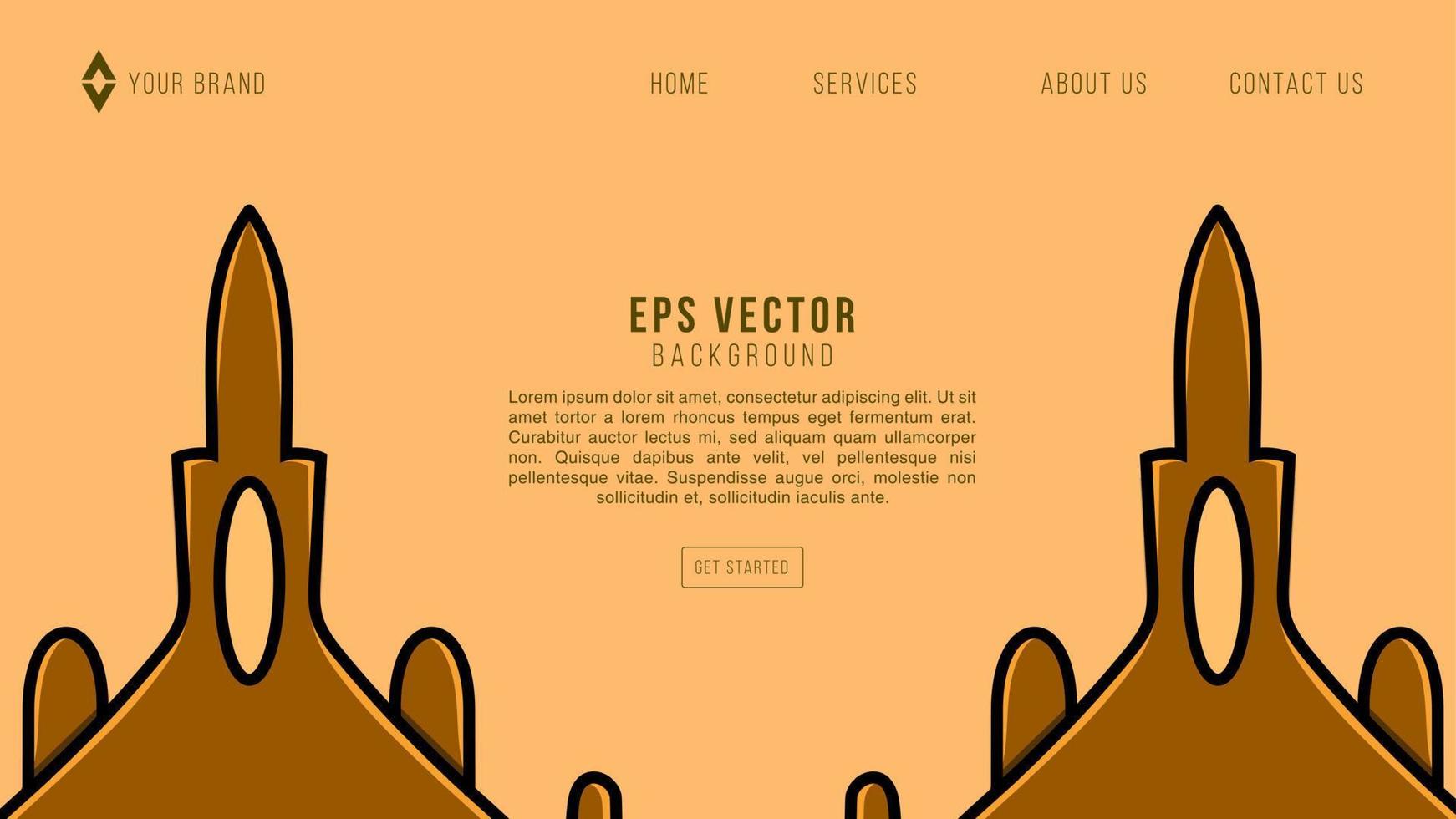 Editable vector website template with a jet isolated design