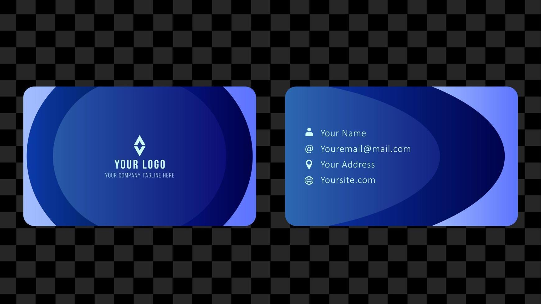 Blue abstract curve business card flat design template vector