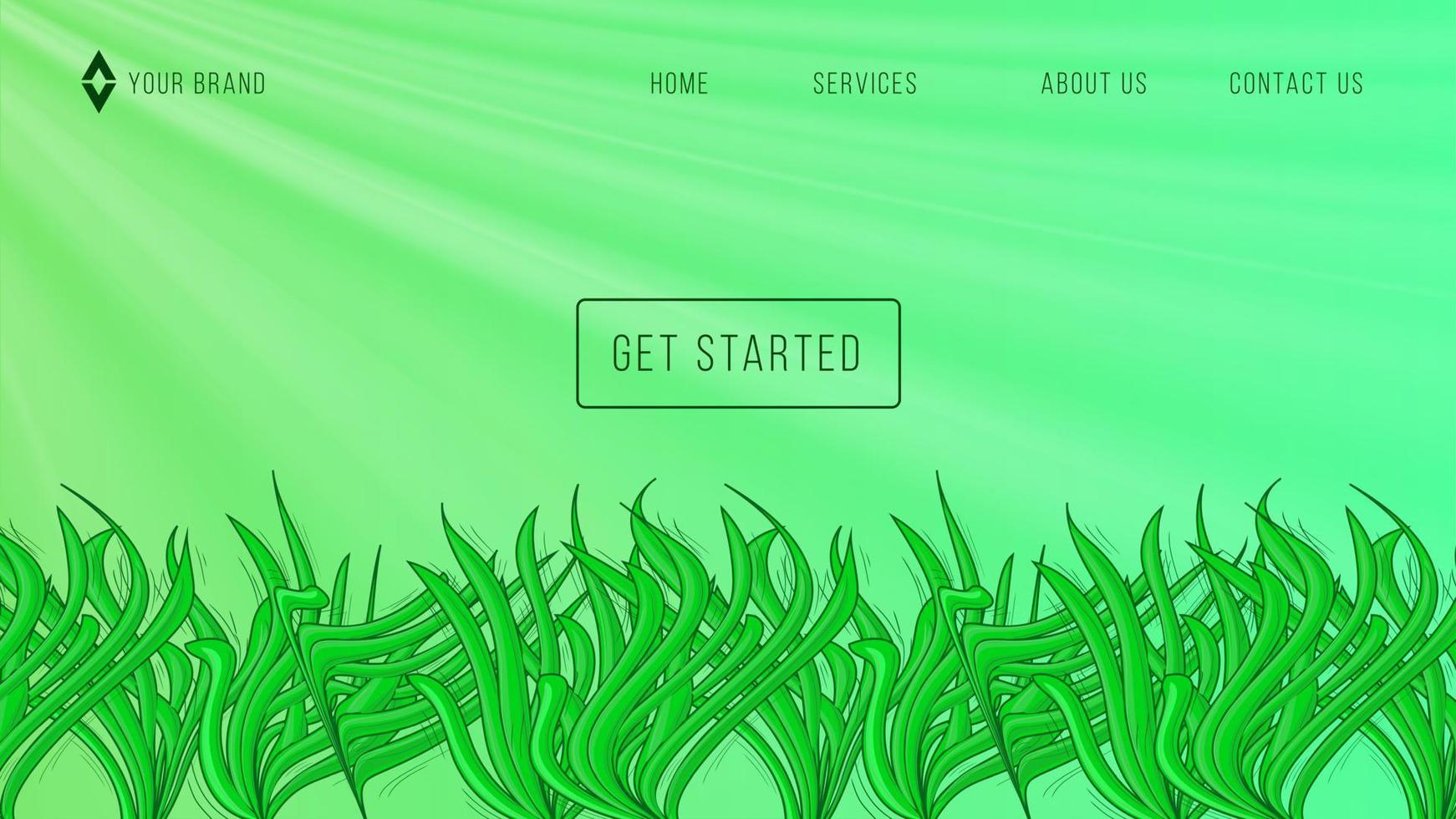 Green coral web page ocean banner design template vector