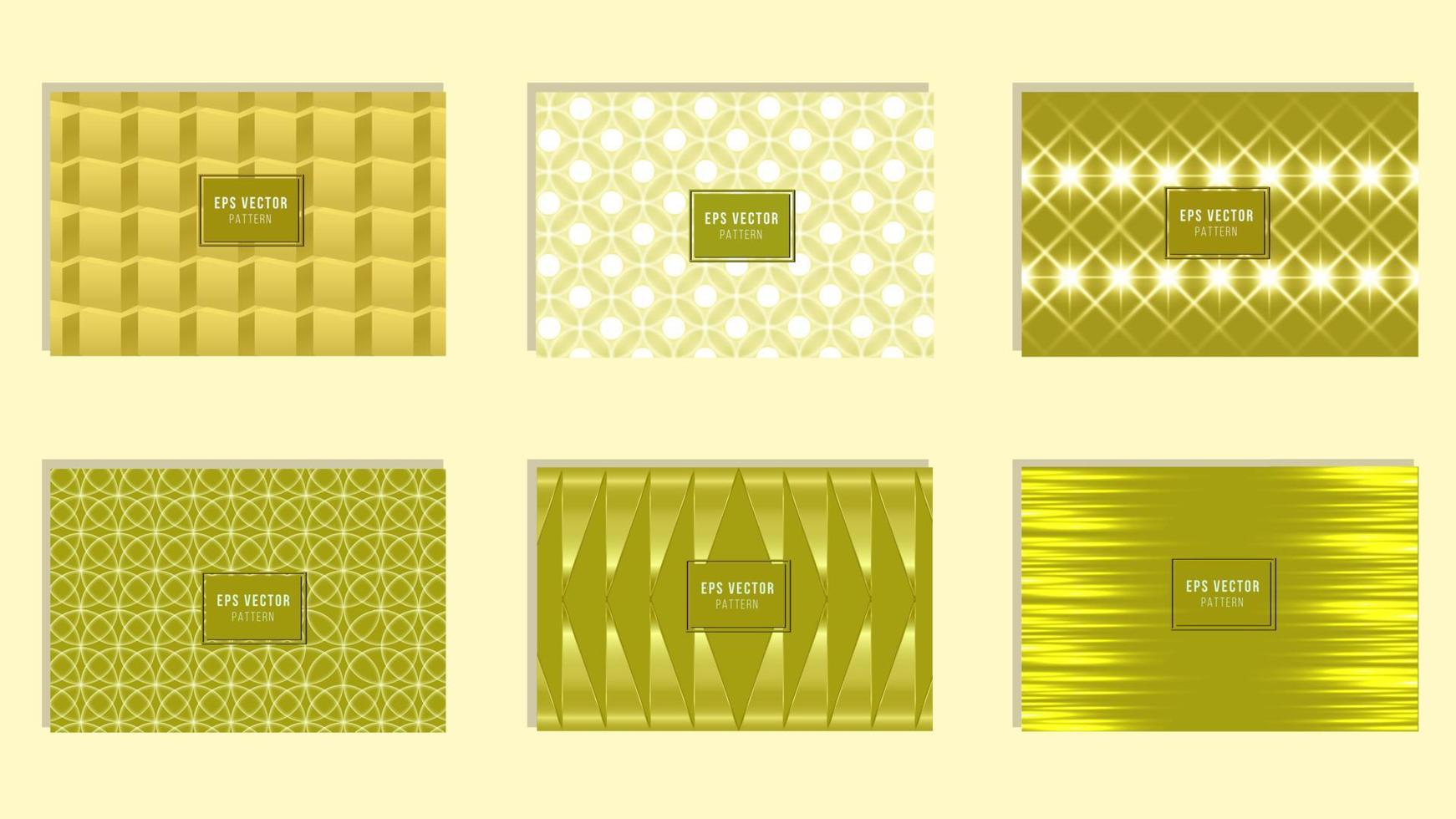 Set of geomterical yellow seamless patterns. Vector illustration background, wrap, wallpaper, cover, fabric, cloth, textile design. Swatch