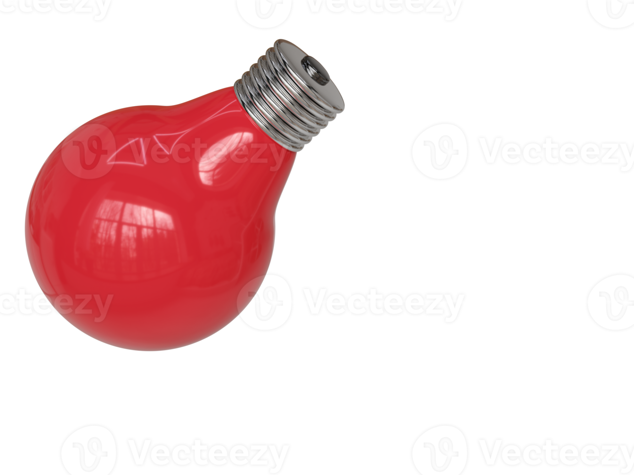 Red light bulb. 3d render png