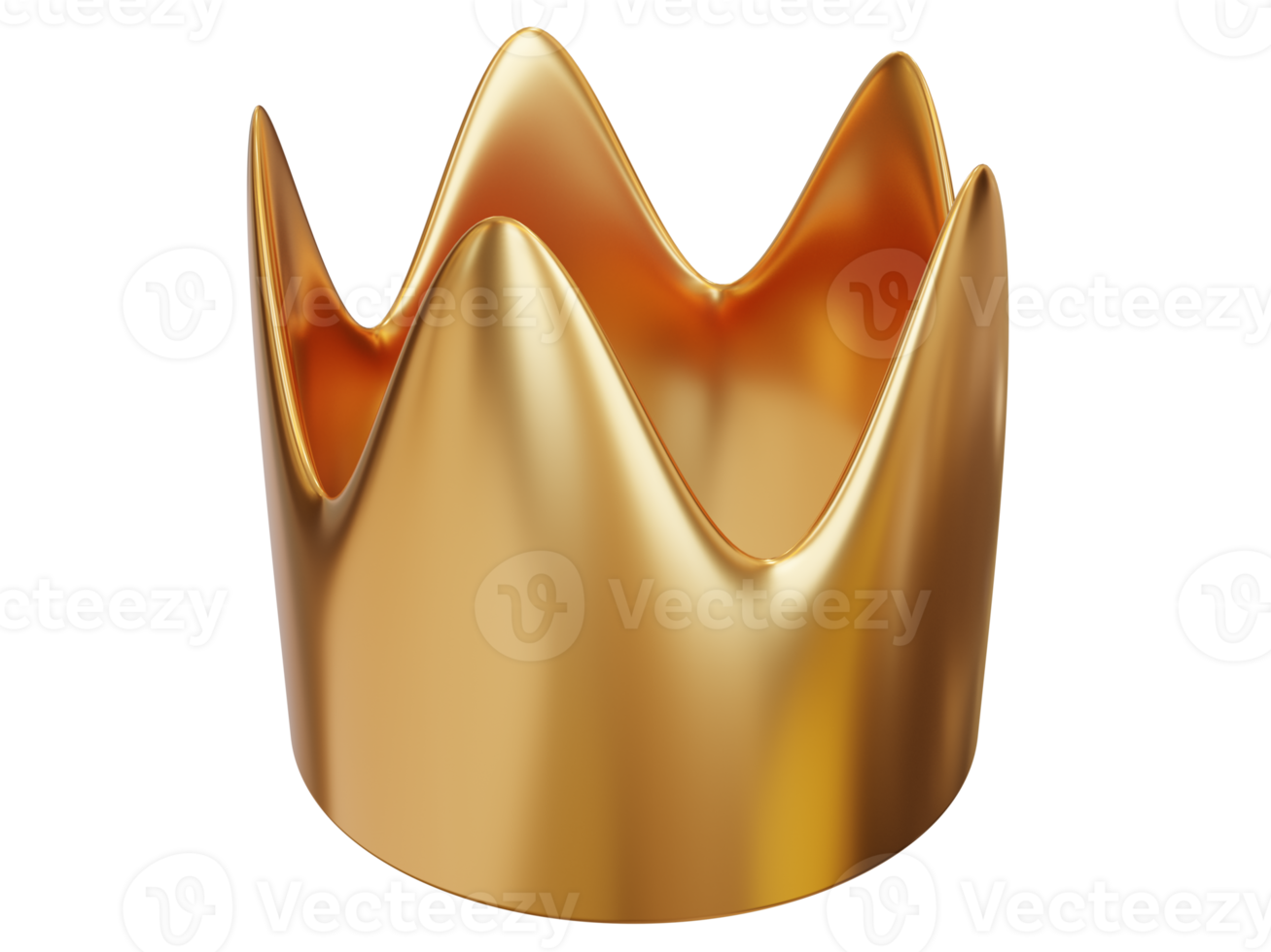 Golden cartoon crown. 3d render. png