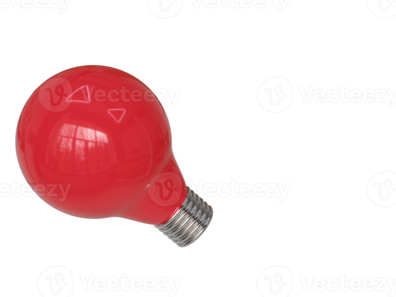 Red light bulb. 3d render png