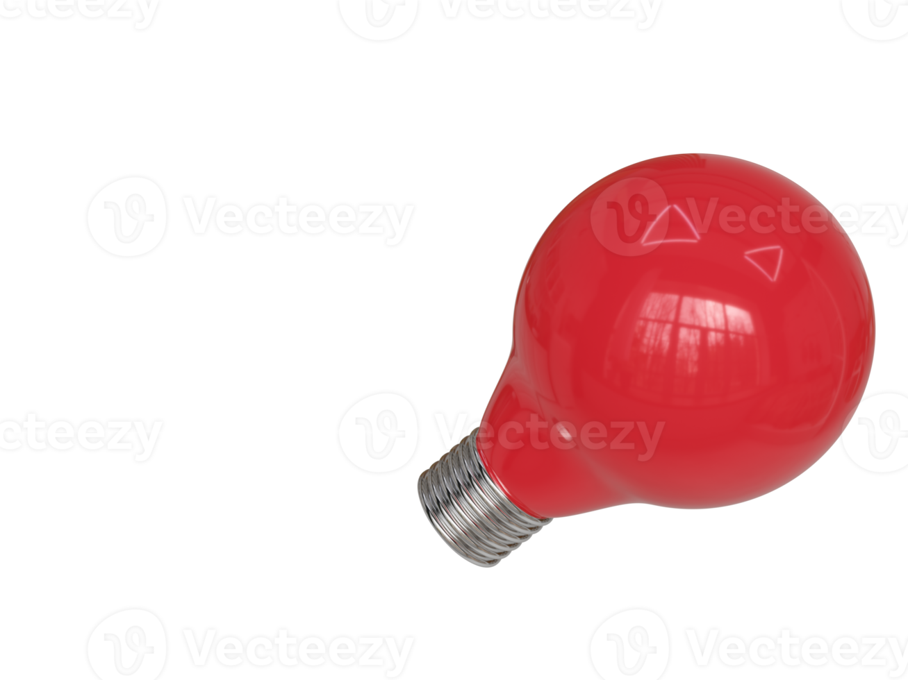 Red light bulb. 3d render png