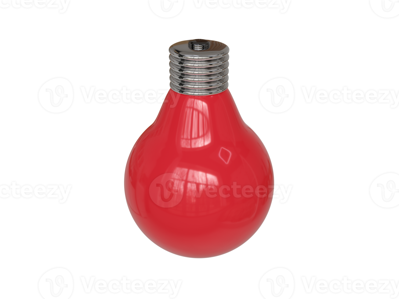 Red light bulb. 3d render png