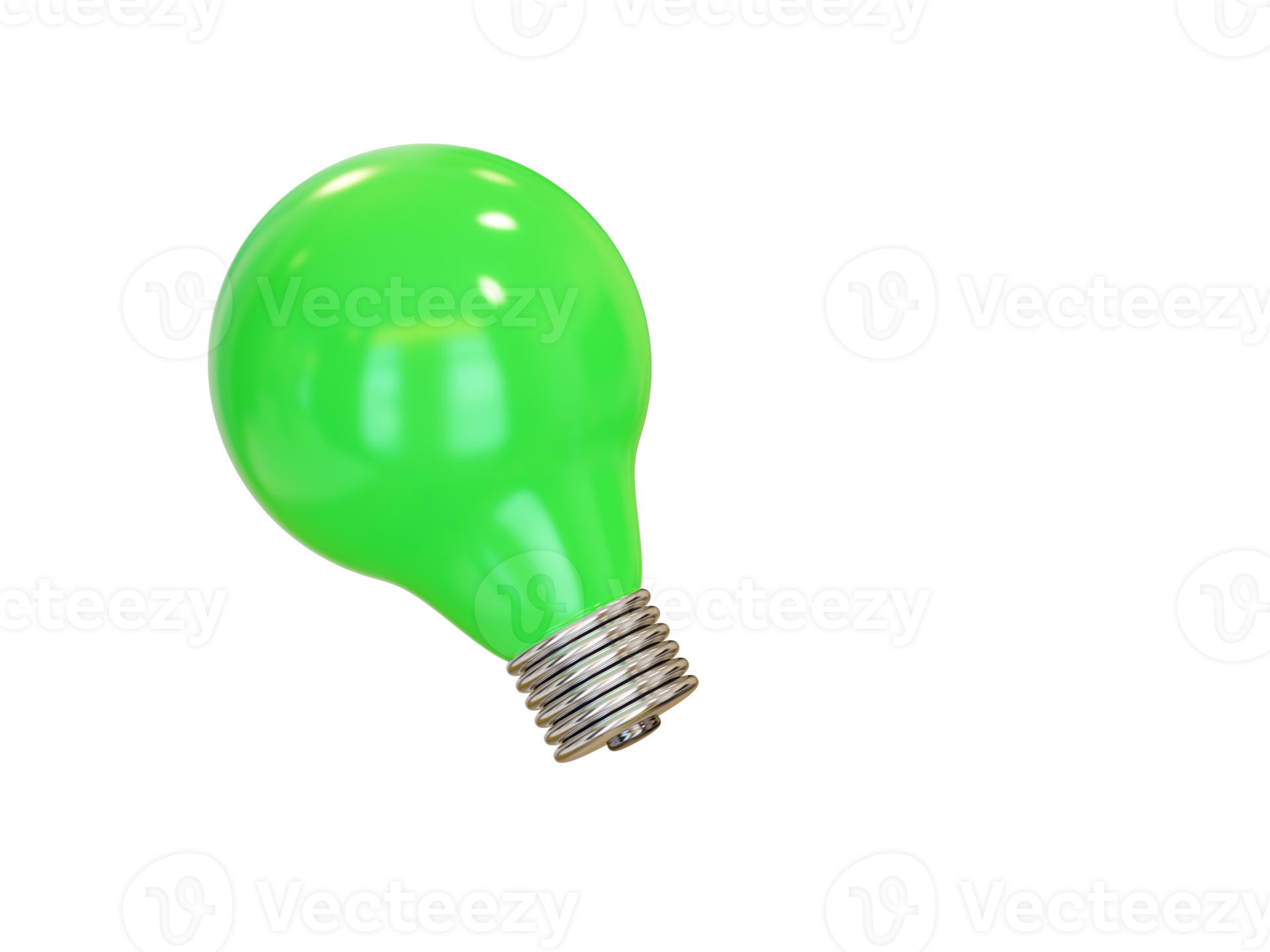 Green light bulb. 3d render 16653914 PNG