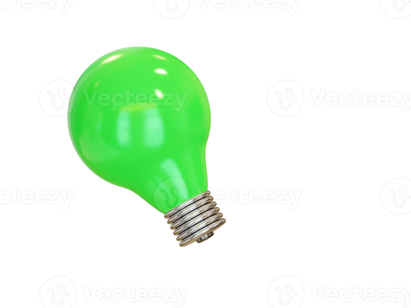 Green light bulb. 3d render png