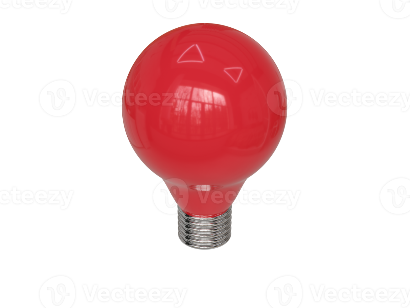 Red light bulb. 3d render png