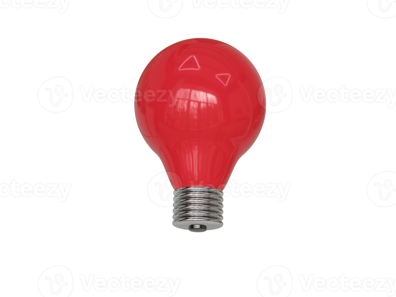 Red light bulb. 3d render png