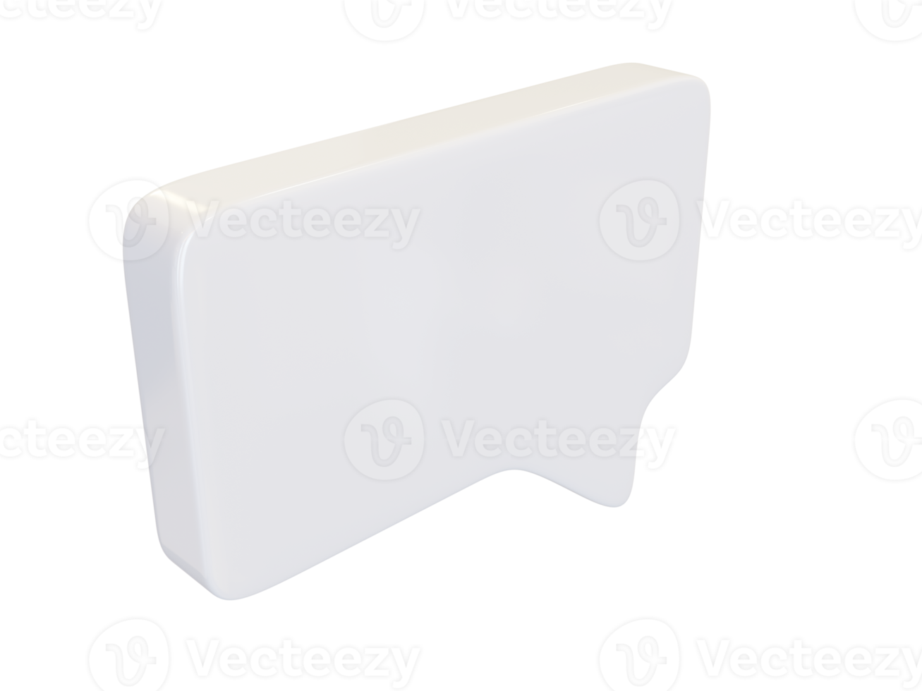 White rectangular dialog bubble. 3d render. png